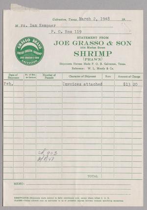 [Monthly Statement for Seafood: March 1948]