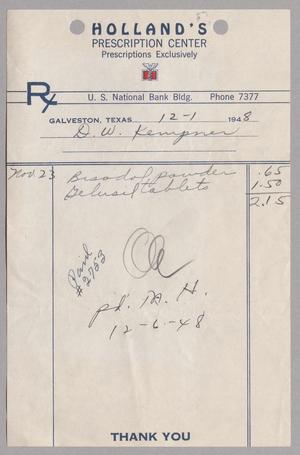 [Monthly Bill for Prescriptions: December 1948]