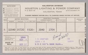 [Houston Lighting & Power Company Monthly Statement: September 1948]