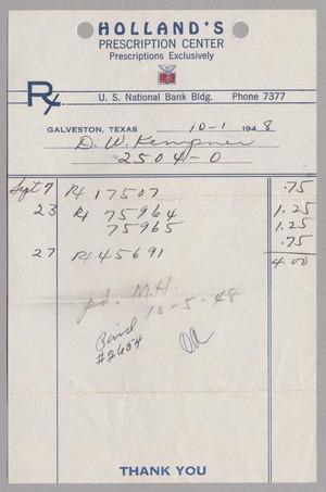 [Monthly Bill for Prescriptions: October 1948]