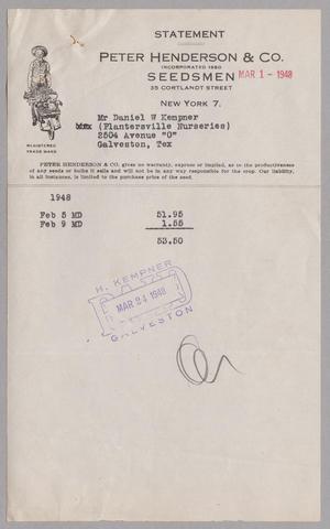 Primary view of object titled '[Invoice for Purchases from Peter Henderson & Co., March 1, 1948]'.