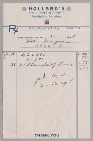 [Monthly Bill for Prescriptions: February 1948]