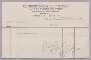 [Invoice for Repairs from Isenberg's Jewelry Store]