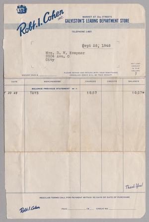 [Invoice for Robert I. Cohen, September 28, 1948]