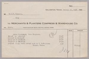 [Merchants & Planters Compress & Warehouse Co. Debit Statement, October 31, 1948]
