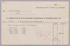 [Merchants & Planters Compress & Warehouse Co. Debit Statement, September 30, 1948]