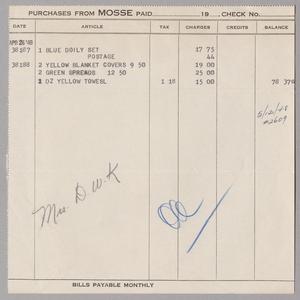 [Invoice for Purchases from Mosse]