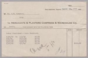 [Merchants & Planters Compress & Warehouse Co. Debit Statement, March 31, 1948]