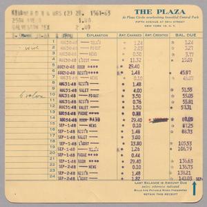 [Itemized Invoice for The Plaza: August and September 1948]