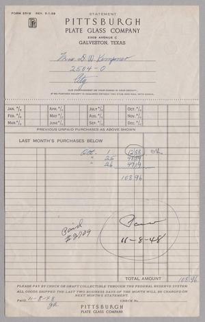 [Account Statement for Pittsburgh Plate Glass Company, October, 1948]