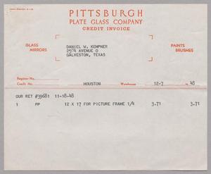 [Invoice from Pittsburg Plate Glass Company for 12 x 17 Picture Frame]