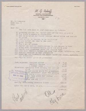[Invoice from M. G. Rekoff to D. W. Kempner, May 6, 1948]