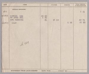 [Account Statement for Louis Sherry, September 1947/1948]
