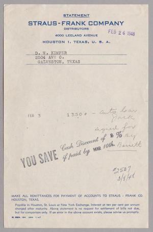 [Statement from Straus-Frank Company: February, 1948]