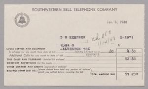 [Southwestern Bell Telephone Bill, November 6, 1948]
