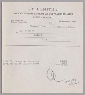 [Invoice for Plumbing Repairs from T. J. Smith]