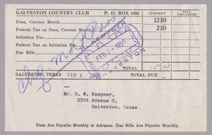 [Monthly Bill for Galveston Country Club: February 1960]