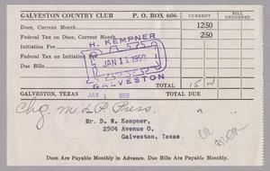 [Monthly Bill for Galveston Country Club: January 1950]