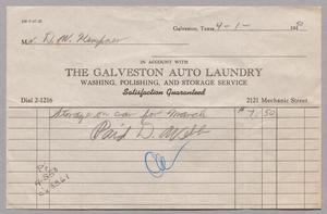 [Monthly Invoice for Car Storage: March 1950]