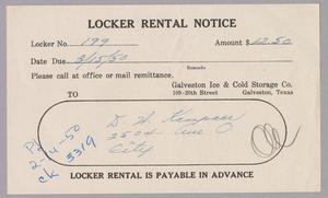 Primary view of object titled '[Invoice for Renting of a Locker]'.