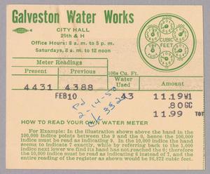 Galveston Water Works Monthly Statement (2504 O 1/2): February 1950
