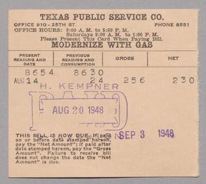 Primary view of object titled 'Texas Public Service Co. Monthly Statement (20-45): September 1948'.