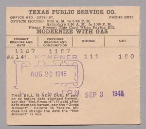 Texas Public Service Co. Monthly Statement (20-45-1): September 1948