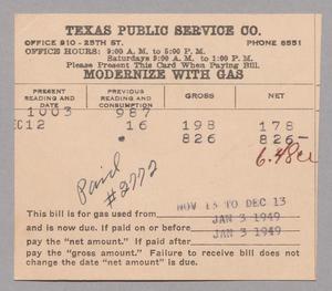 Texas Public Service Co. Monthly Statement (20-45-1): January 1949