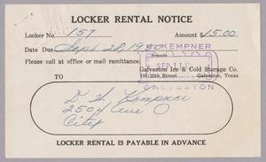 [Locker Rental Notice, September 28, 1950]