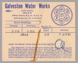 Galveston Water Works Monthly Statement (2524 O 1/2): June 1950