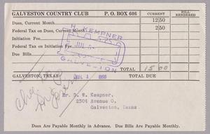 [Monthly Bill for Galveston Country Club: July 1950]