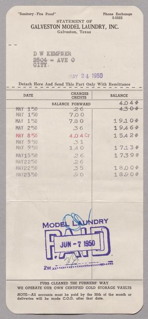 [Statement from Galveston Model Laundry Inc.: May, 1950]