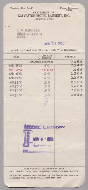 [Statement from Galveston Model Laundry Inc.: April, 1950]