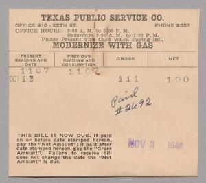 Texas Public Service Co. Monthly Statement (20-45-1): November 1948
