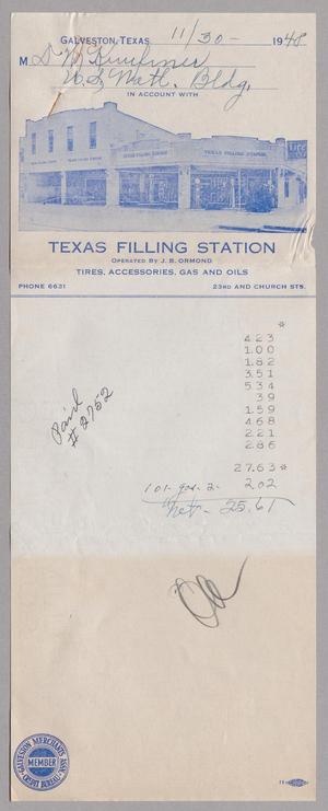 [Account Statement for Texas Filling Station: November 1948]