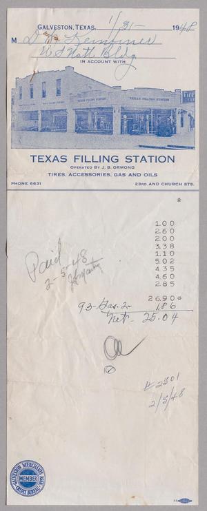 [Account Statement for Texas Filling Station: January 1948]