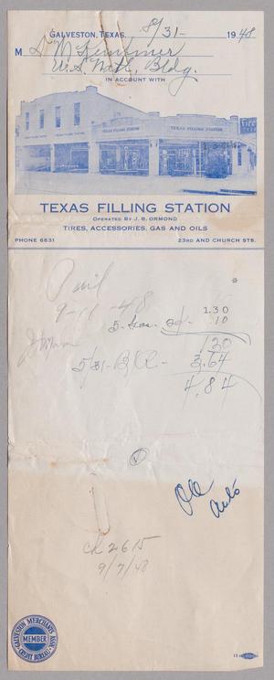 [Account Statement for Texas Filling Station: August 1948]