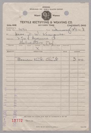 [Invoice for a Shirt from Textile Rectifying and Weaving Co.]