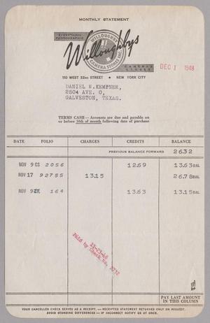 [Monthly Statement for Willoughbys: November, 1948]