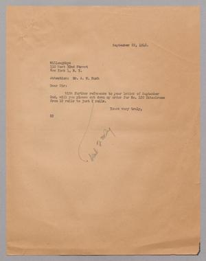 [Letter from Daniel Webster Kempner to Willoughbys, September 22, 1948]