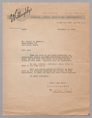 [Letter from Willoughbys to D. W. Kempner, September 2, 1948]