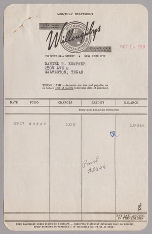 [Monthly Statement and Invoice for Willoughbys: September, 1948]