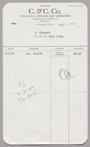 [Invoice for C. & C. Co., February 4, 1950]