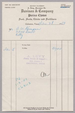 [Account Statement for Davidson & Company, December 1950]