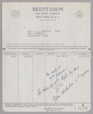 [Invoice for Brentano's, October, 14, 1949]