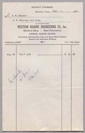 [Account Statement for Western Marine Engineering Co., Inc., September 1, 1949]