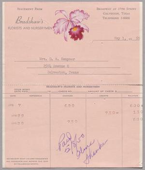 [Monthly Florist Statement: May 1950]