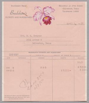 [Monthly Florist Statement: April 1950]