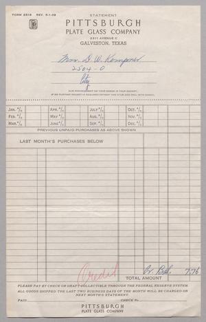 [Account Statement for Pittsburgh Plate Glass Company, 1949]