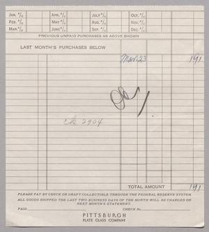 [Account Statement for Pittsburgh Plate Glass Company, March 1949]